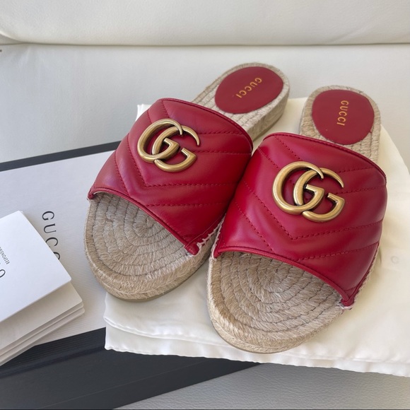 NEW GUCCI RED MARMONT GG ESPADRILLES 100% authentic 36.5 - Picture 3 of 7